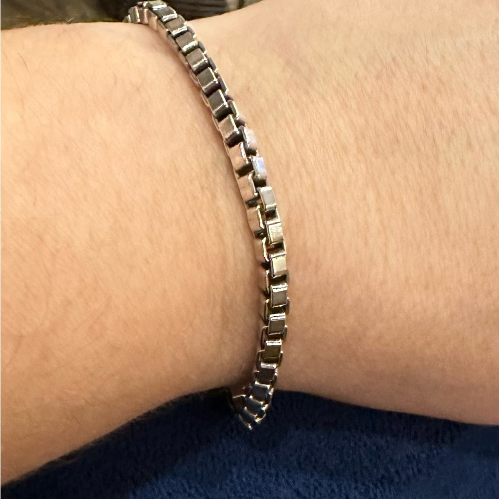 Tiffany & Co Tennis Bracelet Sterling Silver 925 Venetian Chain 7” Long